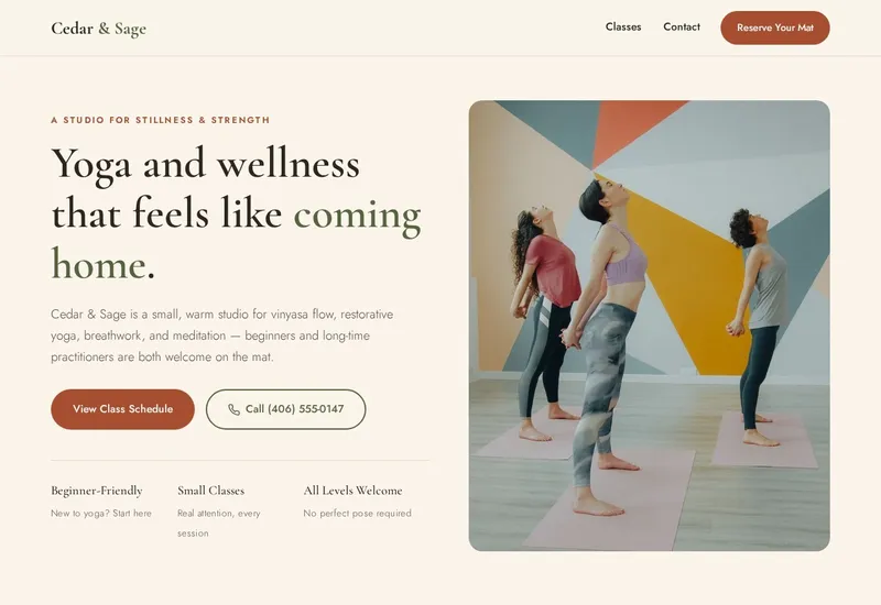 Cedar & Sage Wellness Studio — Health & Wellness website built by 99Websites