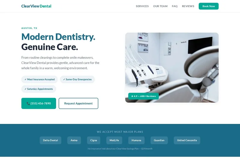 Clearview Dental — Health & Wellness website built by 99Websites