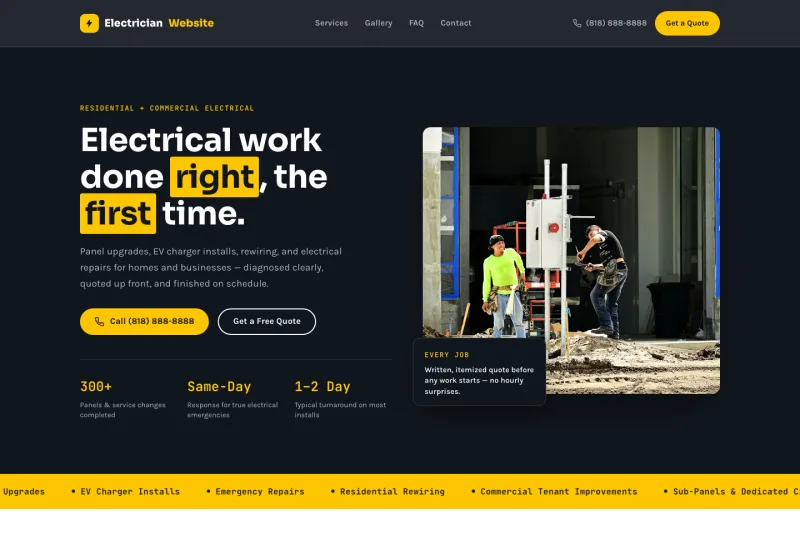 Electrician Website — Electrician website built by 99Websites