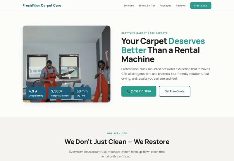 FreshFiber Carpet Care — Home Services website built by 99Websites