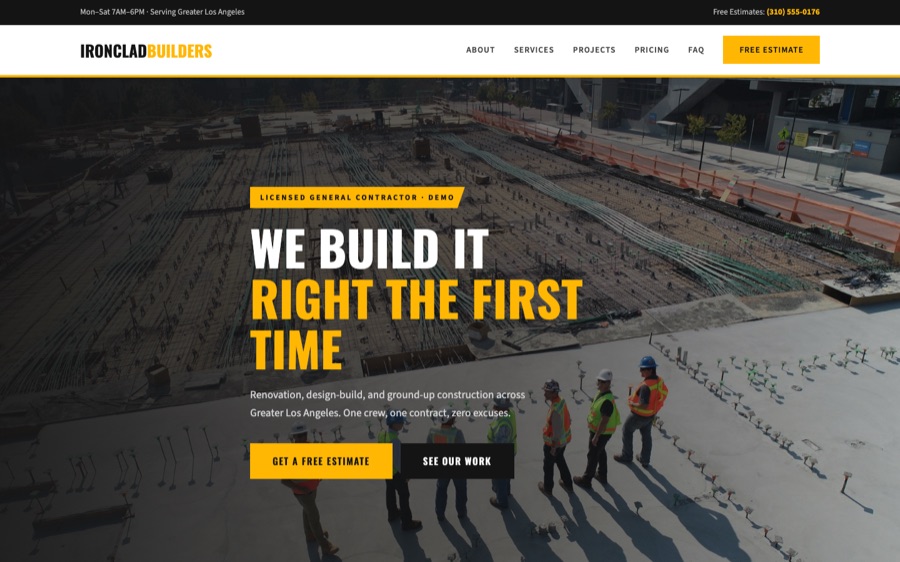 Construction company website