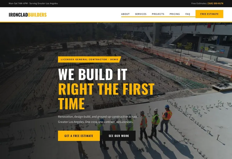 IronClad Builders — Construction website built by 99Websites