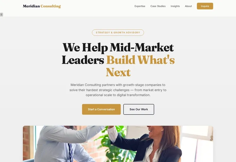 Meridian Consulting — Professional Services website built by 99Websites