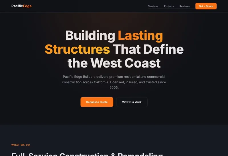Pacific Edge Builders — Construction website built by 99Websites