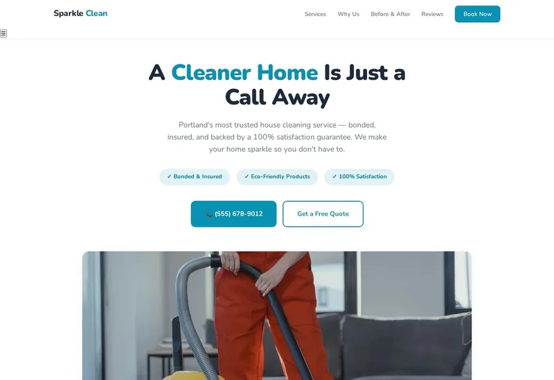SparkleClean — Home Services website built by 99Websites