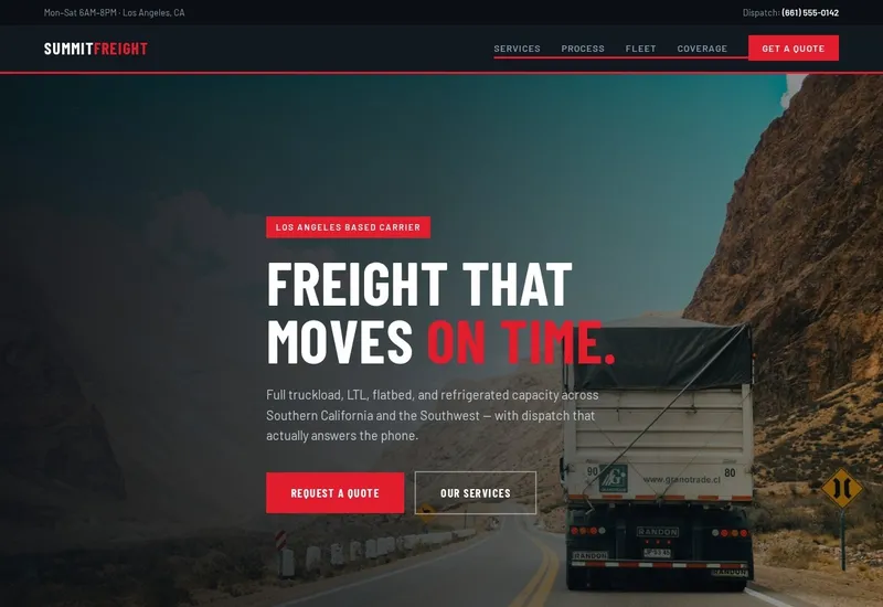 Summit Freight Lines — Logistics website built by 99Websites